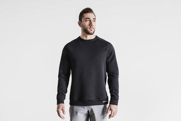 Nobull Quilted Crew Men's Pullover Black | Australia (PF7915)